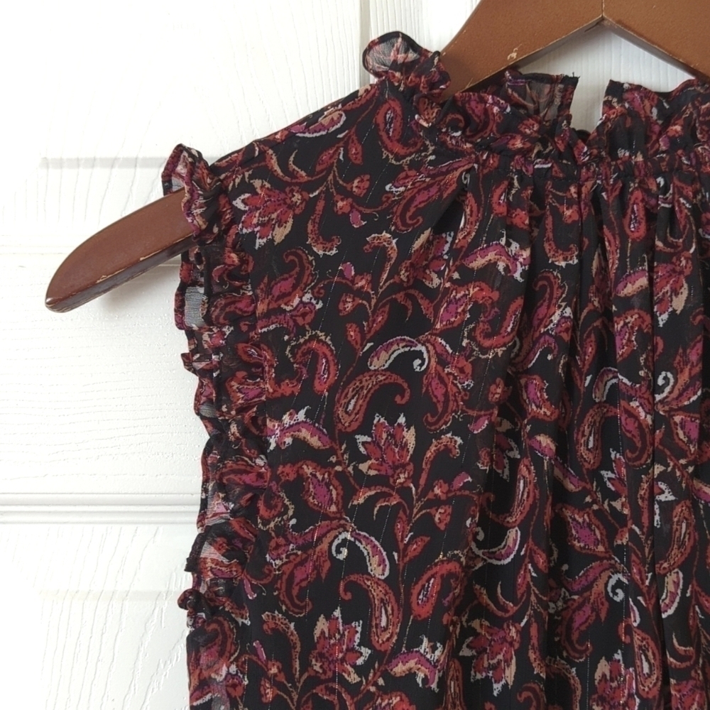 Sam Edelman Floral Paisley Printed Sleeveless High Neck Blouson Midi Dress XS - Picture 4 of 15
